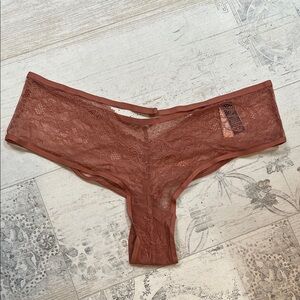 Victoria's Secret Tan Lace Cheeky Cut Out Panties Size Large